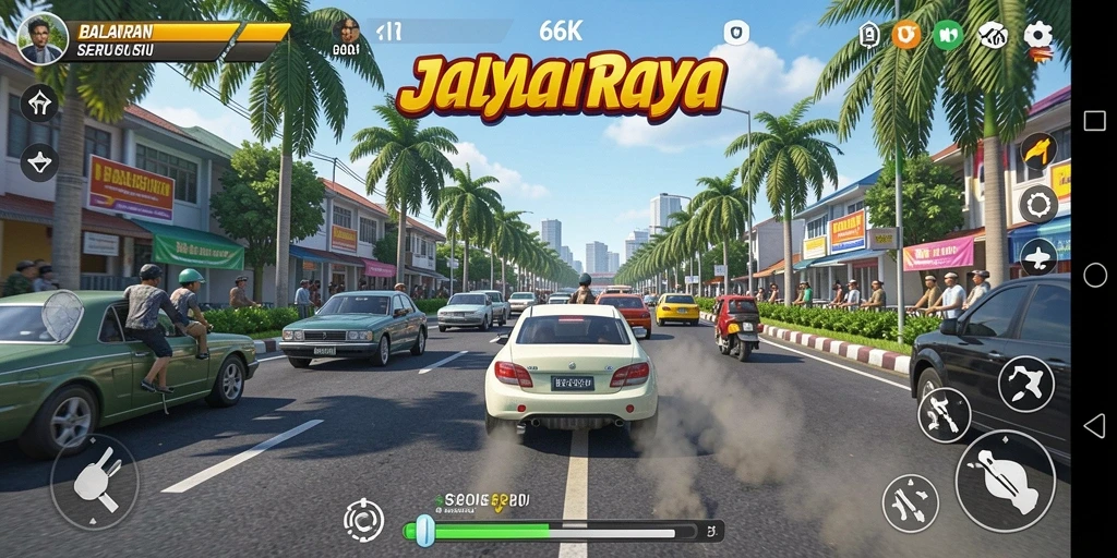 Tampilan gameplay 66K yang penuh aksi dan kecepatan.