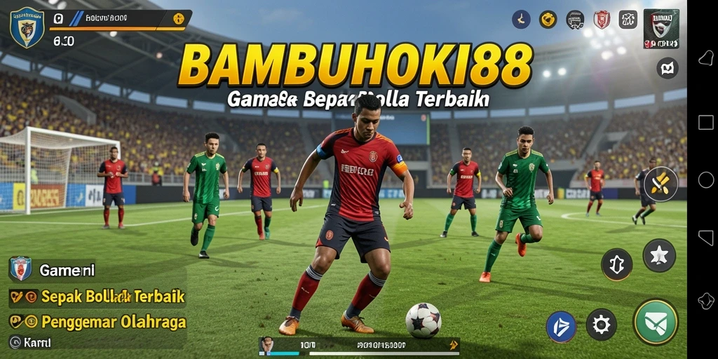 Tampilan gameplay menarik dari BAMBUHOKI88 dengan aksi sepak bola seru.