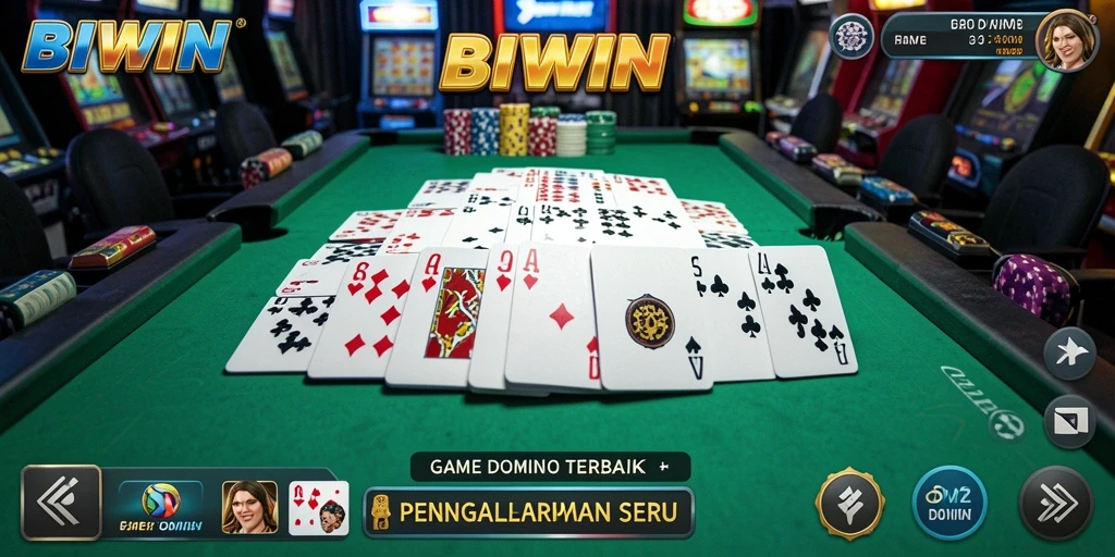 Screenshot gameplay BIWIN dengan tampilan papan Domino yang menarik.