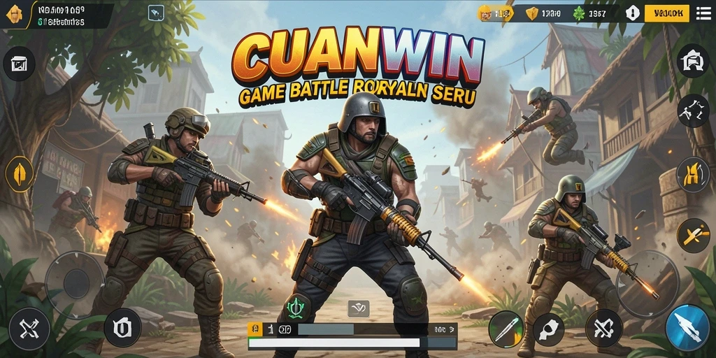 Screenshot CUANWIN menampilkan momen seru dalam pertempuran Battle Royale.