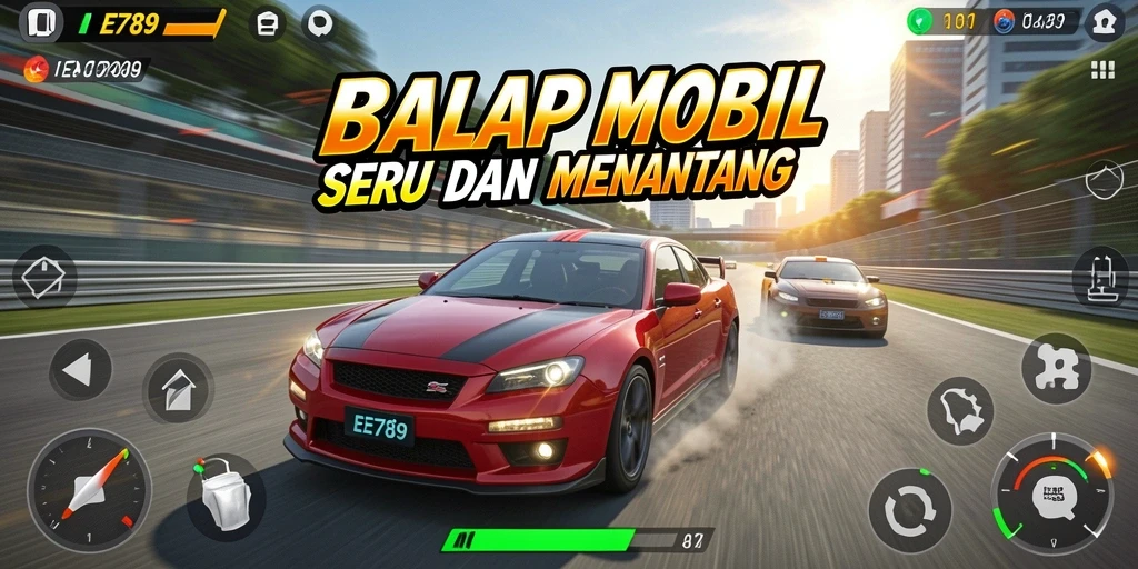 Tampilan menarik dari gameplay balapan mobil di EE789.