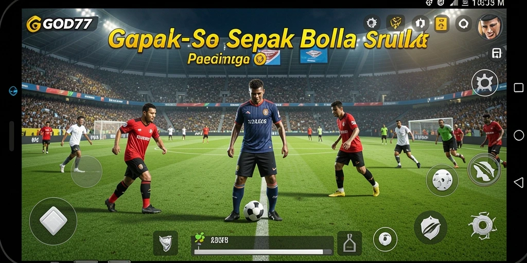 Screenshot GOD77 menampilkan aksi seru dalam pertandingan sepak bola.