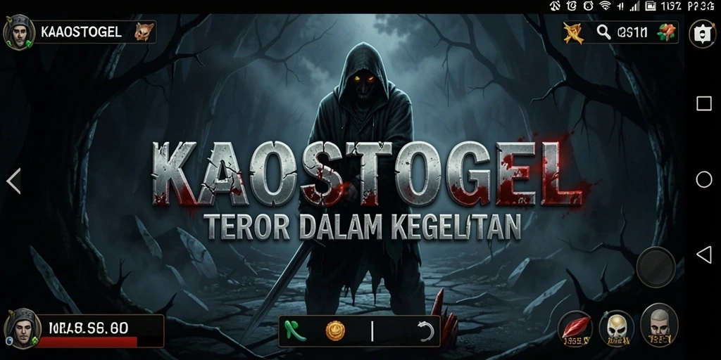Tampilan gameplay KAOSTOGEL yang menakutkan dan mencekam.