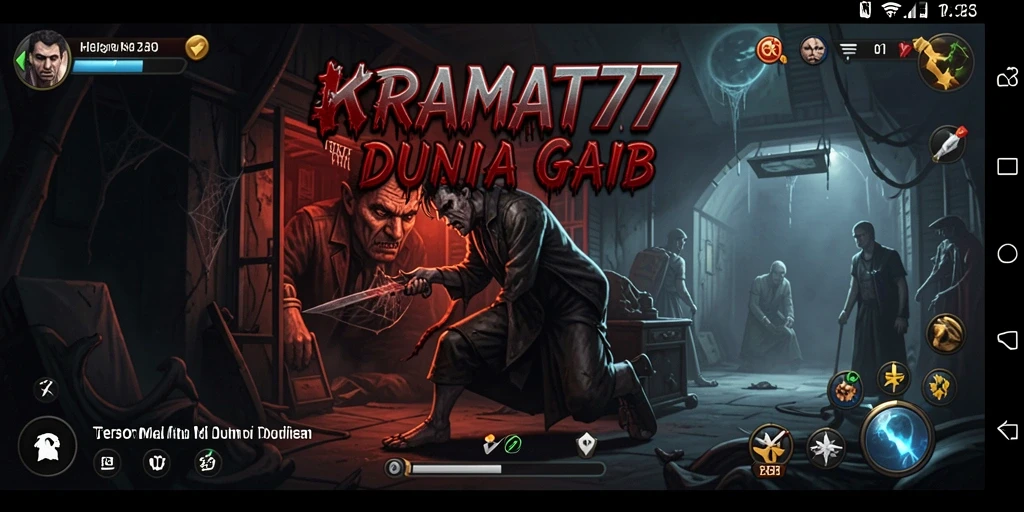 Screenshot KRAMAT77 menampilkan suasana horor yang mencekam.