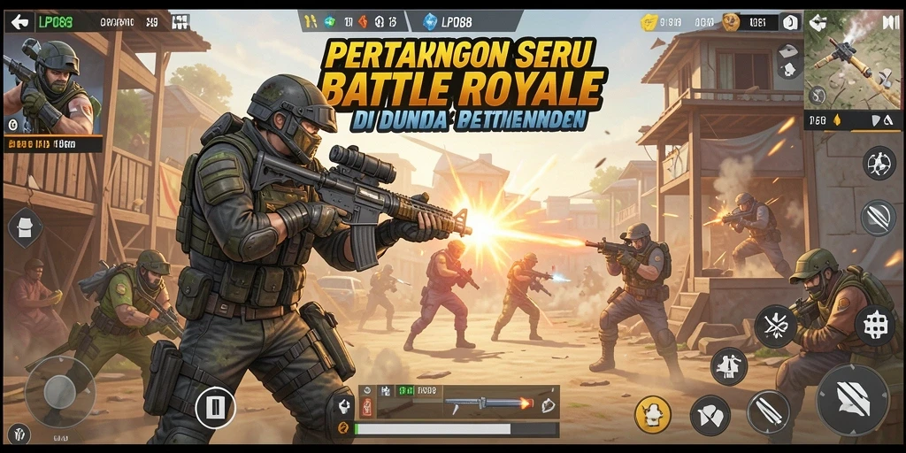 Tampilan gameplay <strong>LPO88</strong> yang mendebarkan dalam pertarungan Battle Royale.