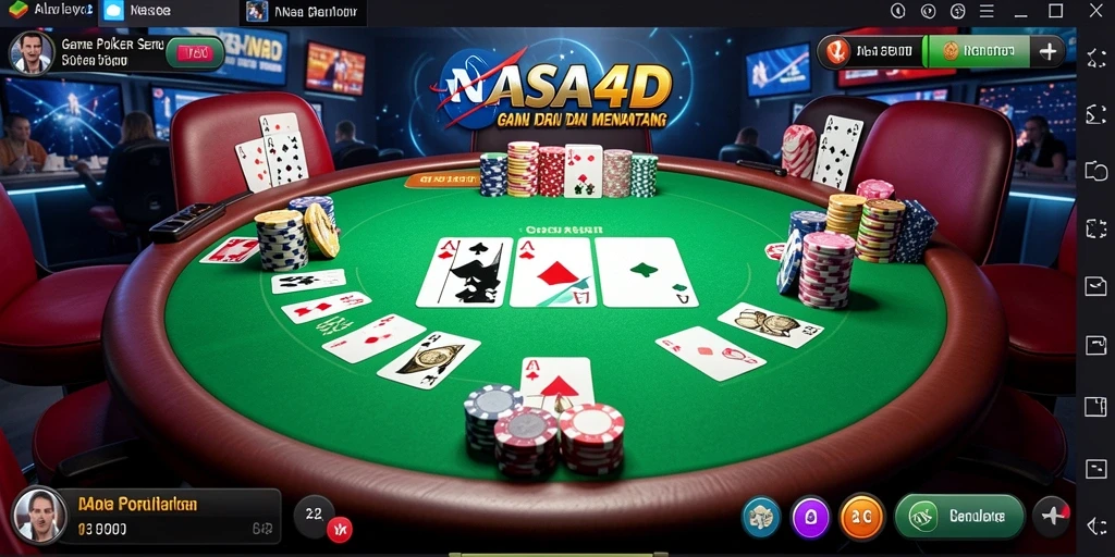 Tampilan screenshot utama NASA4D menampilkan aksi seru permainan Poker.