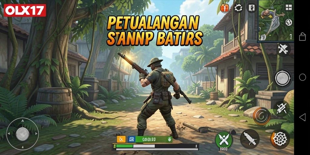 Tangkapan layar OLX17 menunjukkan pemain menjelajahi dunia petualangan yang kaya.