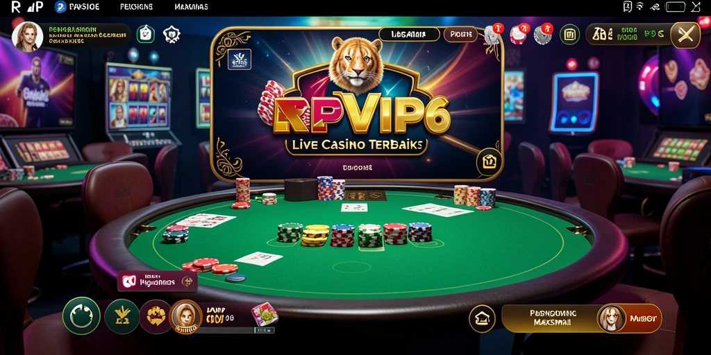 Tampilan gameplay RPVIP6 dengan dealer langsung dan suasana kasino yang nyata.