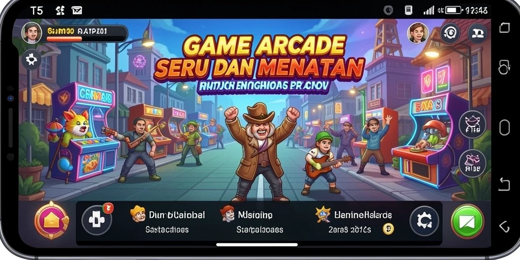 Screenshot gameplay T6 menampilkan aksi seru dalam permainan Arcade.
