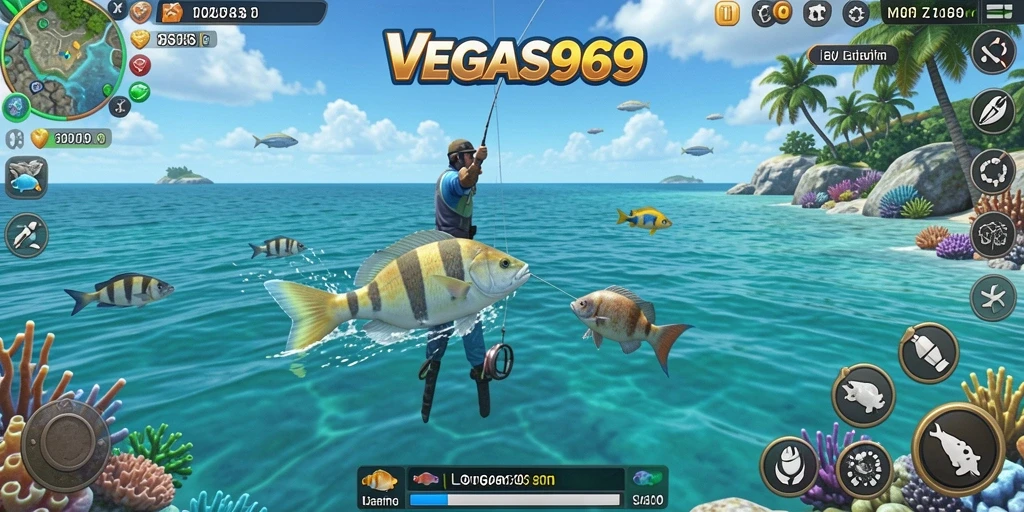 Gameplay menakjubkan dalam VEGAS969 dengan aksi memancing seru.